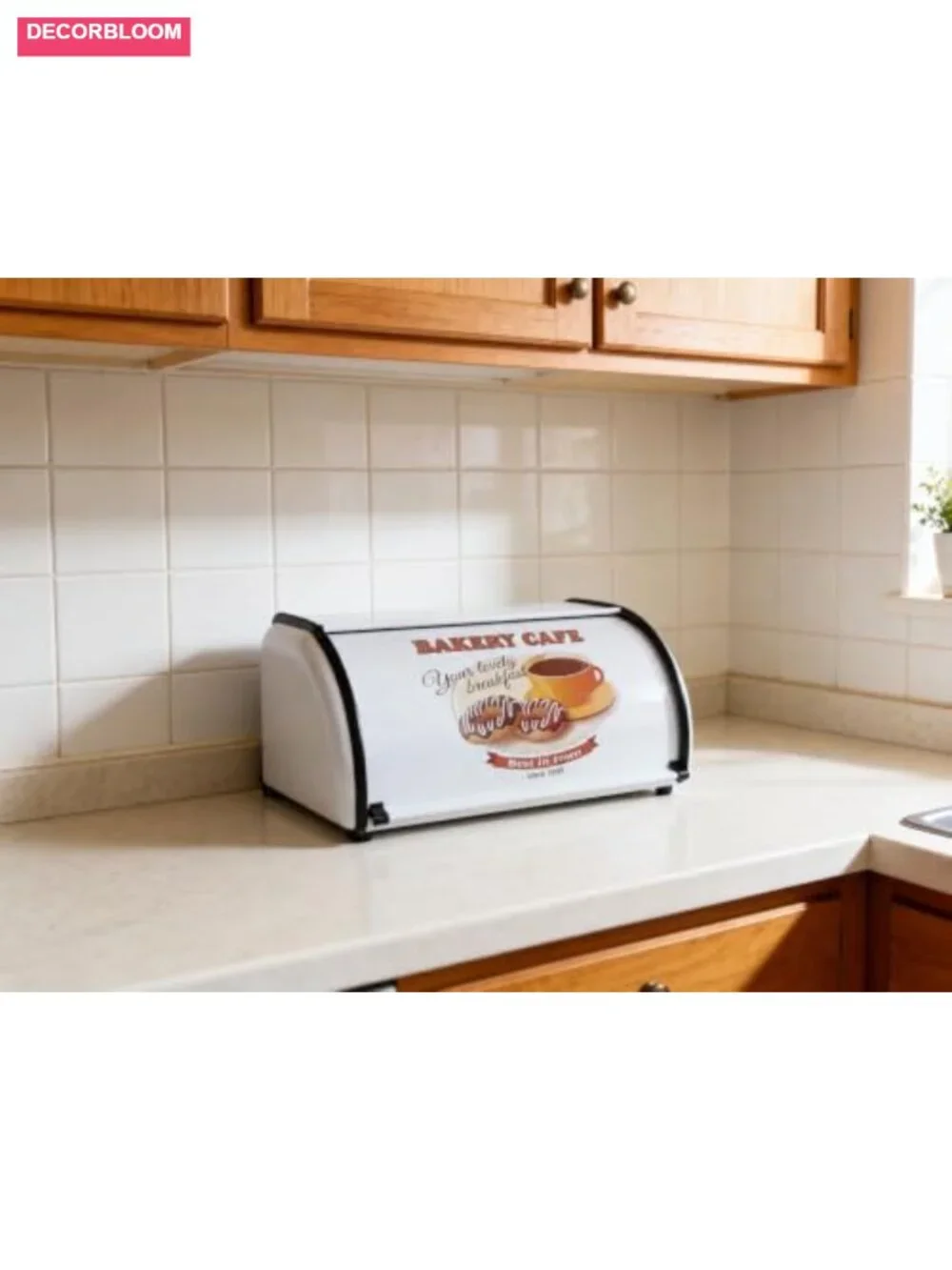 Metal Bread Box Roll Top Farmhouse Kitchen Storage Container